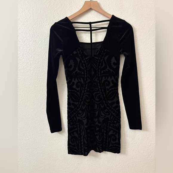Free People Boogie Night Black Velvet mini dress - Picture 5 of 5